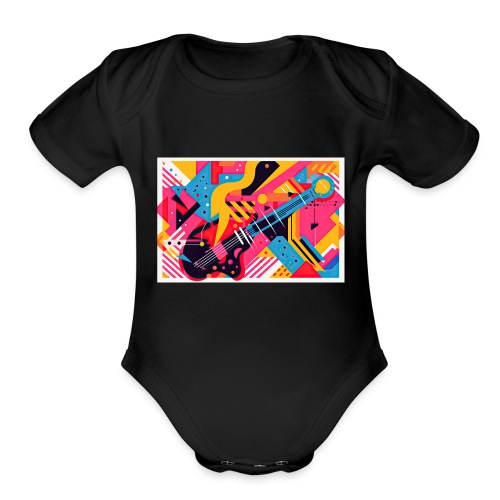 Memphis Design Rockabilly Abstract - Organic Short Sleeve Baby Bodysuit