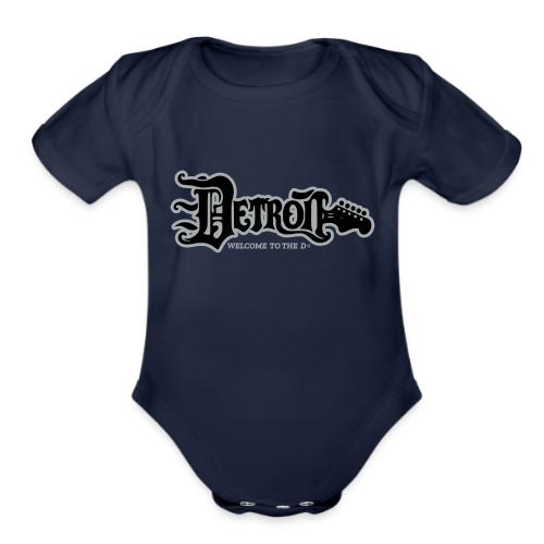 DETROIT GUITAR WTTD BLK SLR REG FONT - Organic Short Sleeve Baby Bodysuit