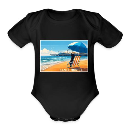 Santa Monica Beach Cat - Organic Short Sleeve Baby Bodysuit