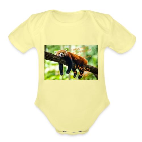 Fox napping meme - Organic Short Sleeve Baby Bodysuit