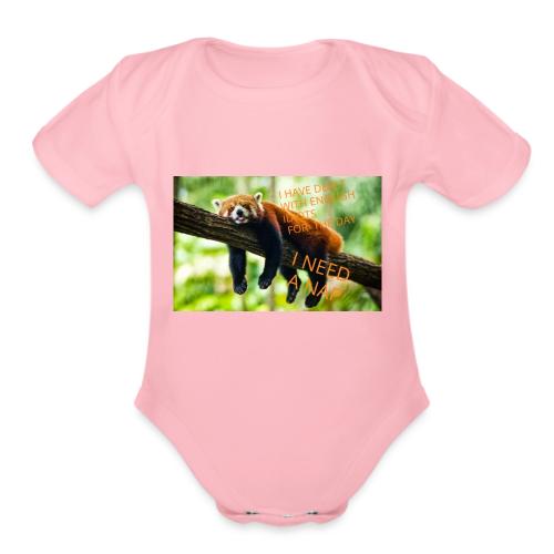 Fox napping meme - Organic Short Sleeve Baby Bodysuit