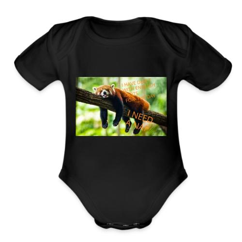 Fox napping meme - Organic Short Sleeve Baby Bodysuit