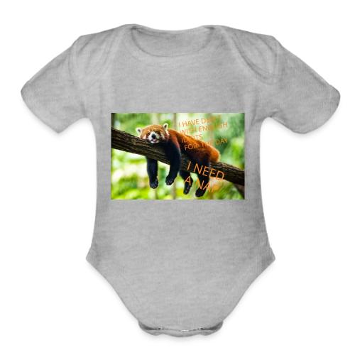 Fox napping meme - Organic Short Sleeve Baby Bodysuit