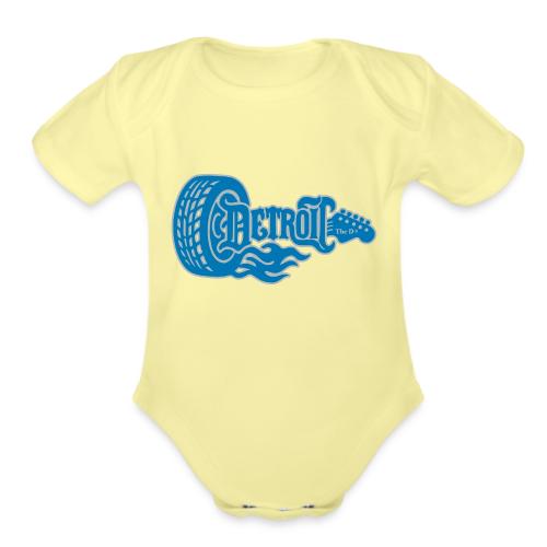 The D® - Detroit Wheel Guitar with Flames Bl Slvr - Organic Short Sleeve Baby Bodysuit