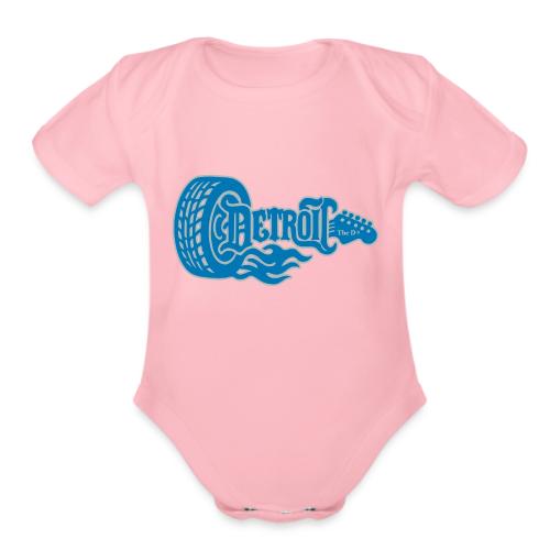 The D® - Detroit Wheel Guitar with Flames Bl Slvr - Organic Short Sleeve Baby Bodysuit