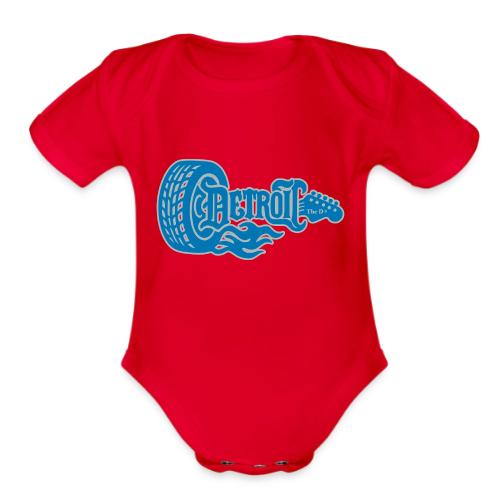 The D® - Detroit Wheel Guitar with Flames Bl Slvr - Organic Short Sleeve Baby Bodysuit