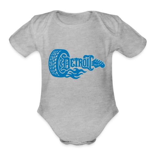 The D® - Detroit Wheel Guitar with Flames Bl Slvr - Organic Short Sleeve Baby Bodysuit