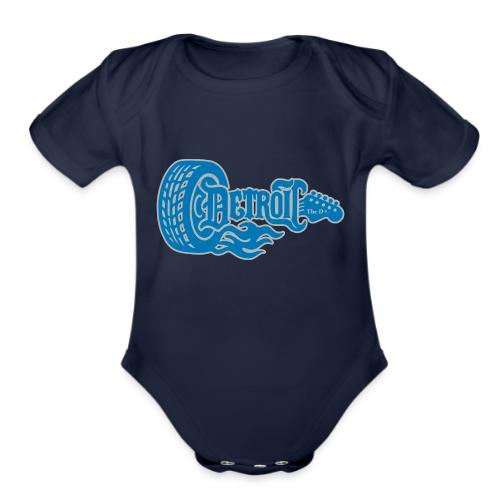 The D® - Detroit Wheel Guitar with Flames Bl Slvr - Organic Short Sleeve Baby Bodysuit