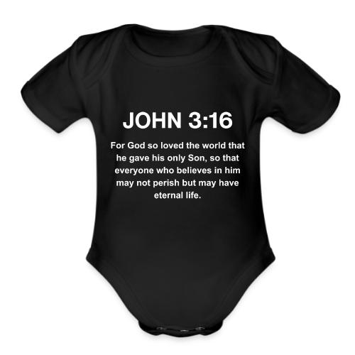 John 3:16 Christian Apparel â White - Organic Short Sleeve Baby Bodysuit