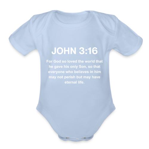 John 3:16 Christian Apparel – White - Organic Short Sleeve Baby Bodysuit