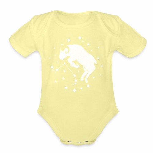 Ambitious Aries Constellation Birthday March April - Organic Short Sleeve Baby Bodysuit