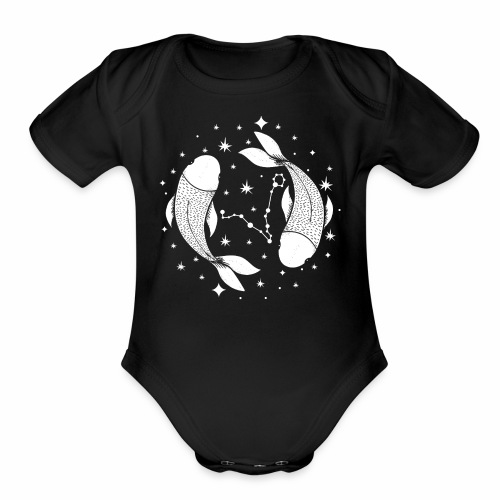 Zodiac sign Pisces Soulful Pisces February March - Organic Short Sleeve Baby Bodysuit