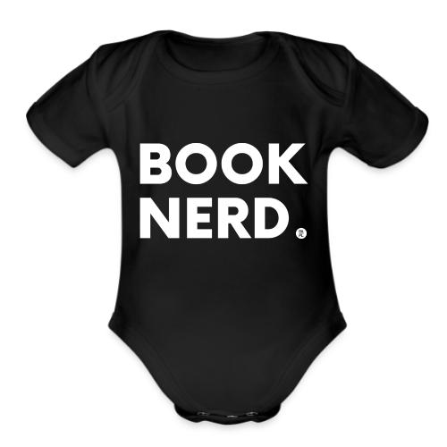Book Nerd in White - Organic Short Sleeve Baby Bodysuit
