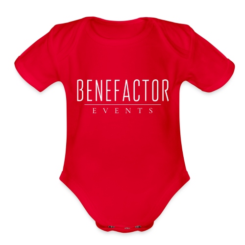 Benefactor White Logo - Organic Short Sleeve Baby Bodysuit