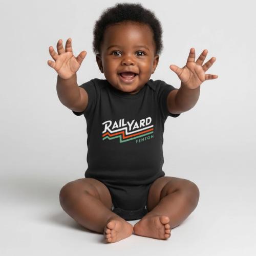 White/Color Railyard Logo - Organic Short Sleeve Baby Bodysuit