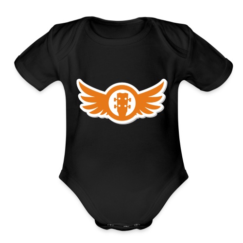 Ukulele Gives You Wings (Orange) - Organic Short Sleeve Baby Bodysuit