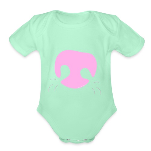 Pink Whimsical Dog Nose - Organic Short Sleeve Baby Bodysuit