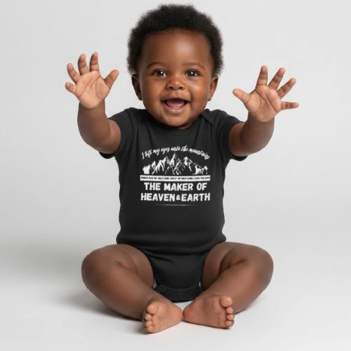 Maker of heaven and earth psalms 121:1 - Organic Short Sleeve Baby Bodysuit