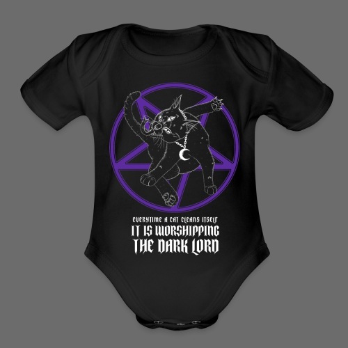 Cat Dark Lord Worship - Organic Short Sleeve Baby Bodysuit
