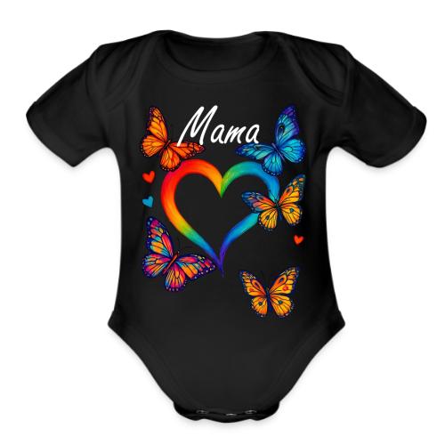 Mama Heart Personalized Kids’ Names gift - Organic Short Sleeve Baby Bodysuit