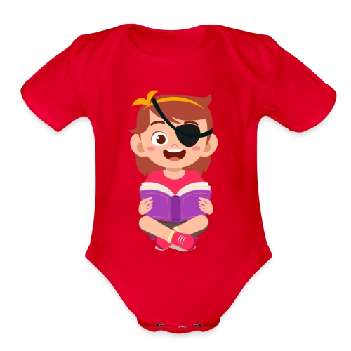 Little girl with eye patch - Organic Short Sleeve Baby Bodysuit