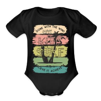 Kite Surf - Organic Short Sleeve Baby Bodysuit - black - Front