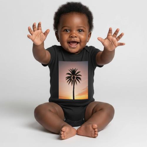 palm peace - Organic Short Sleeve Baby Bodysuit
