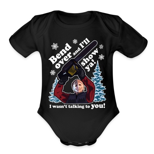 Bend Over and I'll Show You - Funny Christmas - Organic Short Sleeve Baby Bodysuit