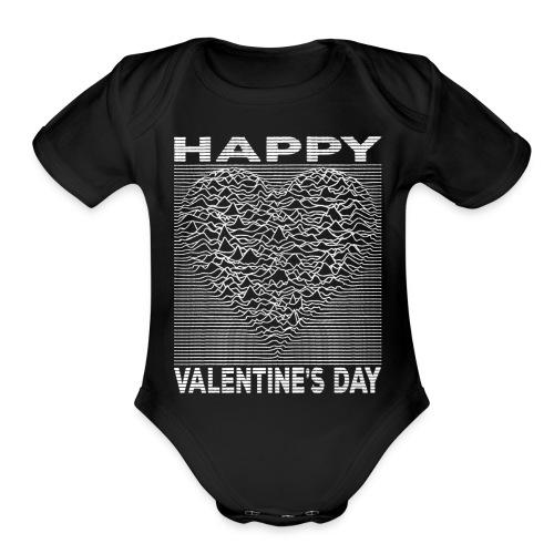 Love Lines Happy Valentines Day Heart - Organic Short Sleeve Baby Bodysuit