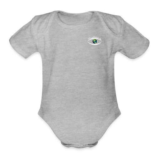 Self Sufficient Me Logo white small coy design - Organic Short Sleeve Baby Bodysuit