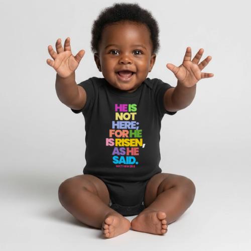 HE IS RISEN(CLR) - Organic Short Sleeve Baby Bodysuit