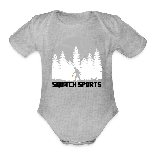 Squatch Scene White - Organic Short Sleeve Baby Bodysuit