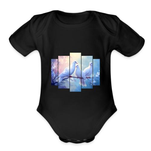 Symbols of Peace and Serenity - Organic Short Sleeve Baby Bodysuit