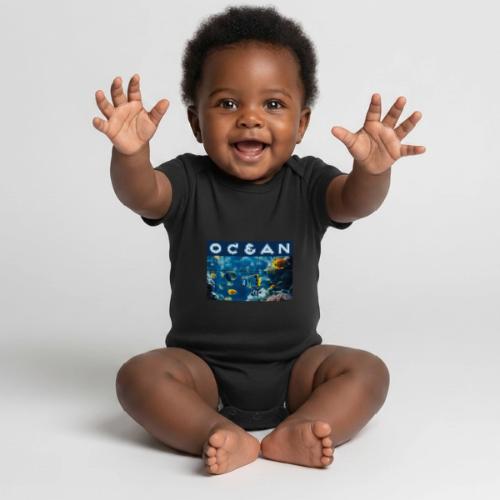 Ocean: Underwater Radiance - Organic Short Sleeve Baby Bodysuit