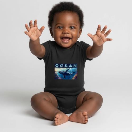 Ocean: Majestic Deep - Organic Short Sleeve Baby Bodysuit
