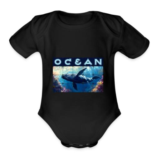 Ocean: Majestic Deep - Organic Short Sleeve Baby Bodysuit