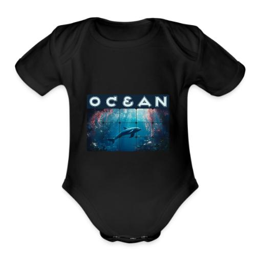 Ocean: Blue Grace - Organic Short Sleeve Baby Bodysuit