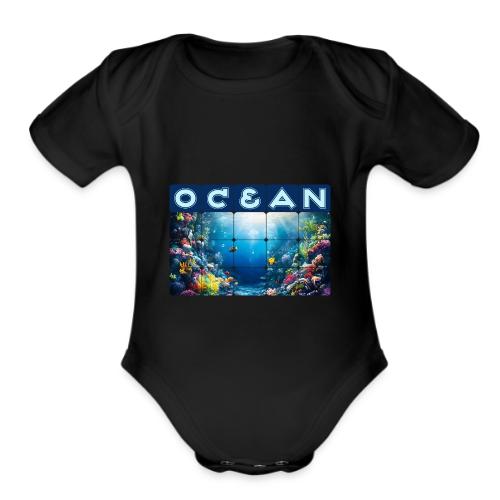Ocean: Neon Reef Glow - Organic Short Sleeve Baby Bodysuit