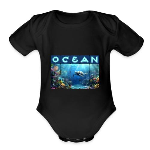 Ocean: Turtle Drift - Organic Short Sleeve Baby Bodysuit