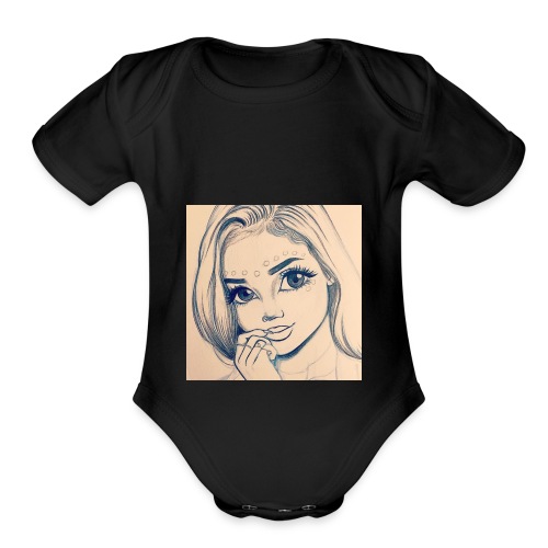 c7cae63168a24ef3c45fb8482aa467a3 drawing girls - Organic Short Sleeve Baby Bodysuit