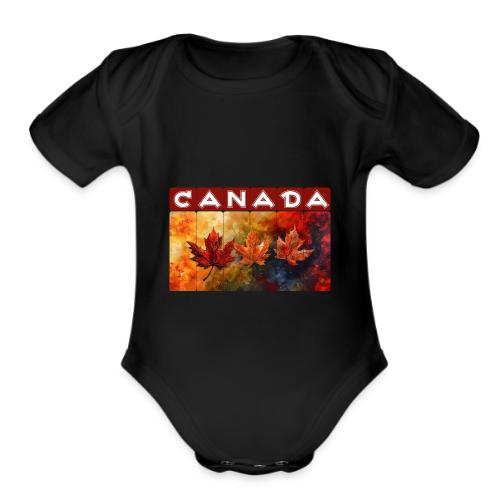 Painted Canada Leaves - Organic Short Sleeve Baby Bodysuit