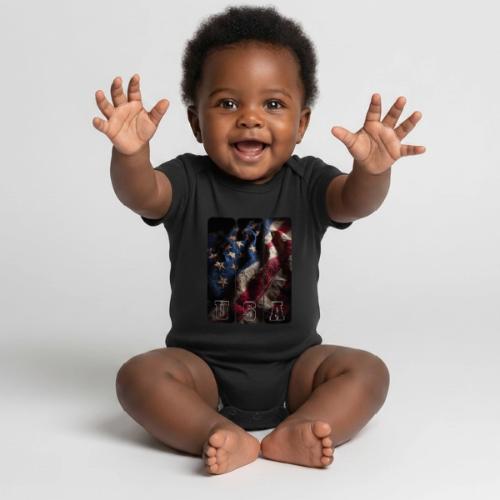 USA: Worn Stars and Stripes - Organic Short Sleeve Baby Bodysuit