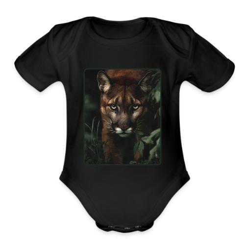 Cougar Jungle Predator Design - Organic Short Sleeve Baby Bodysuit