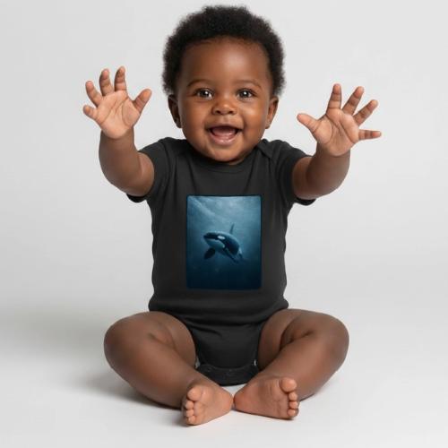 Orca Ocean Wildlife Design - Organic Short Sleeve Baby Bodysuit