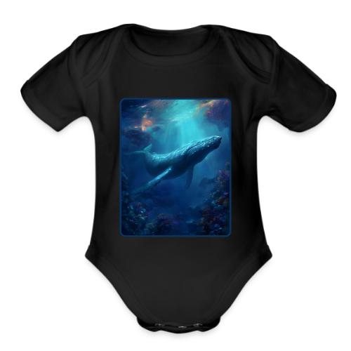 Humpback Whale Ocean Reef Design - Organic Short Sleeve Baby Bodysuit