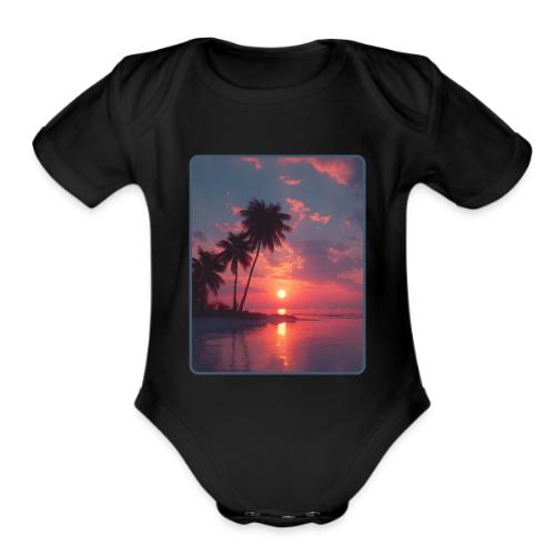 Tropical Sunset Ocean Reflection Design - Organic Short Sleeve Baby Bodysuit