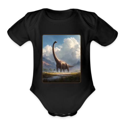 Brachiosaurus Valley Landscape Design - Organic Short Sleeve Baby Bodysuit