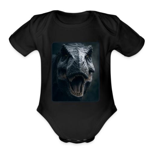 T Rex Cinematic Close-Up Design - Organic Short Sleeve Baby Bodysuit