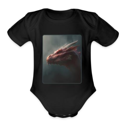 Red Dragon Fog Portrait Design - Organic Short Sleeve Baby Bodysuit
