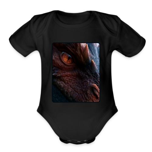 Fierce Ancient Dragon Portrait Design - Organic Short Sleeve Baby Bodysuit